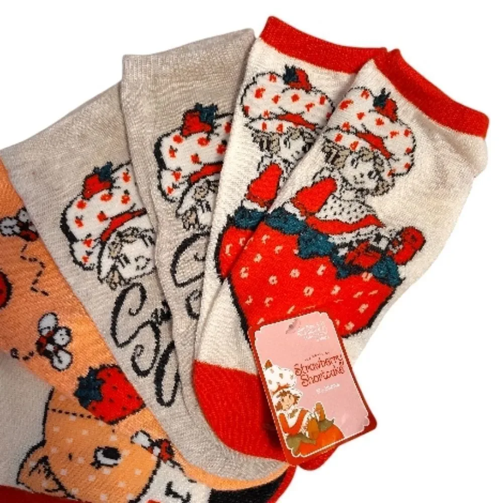 Strawberry Shortcake Colorful No Show‎ Printed Socks 5 Pairs NWT